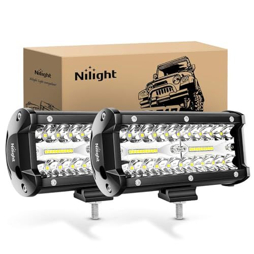 Nilight 作業灯 LEDライト 12V/24V対応 ワークライト 投光器 IP67防水 デッキライト 120W 10800LM/1個 トラクター 車用 サーチライト 高輝度 船 サーチライト 除雪機 オフロード トラック 建設機械に最適 f0a309dc