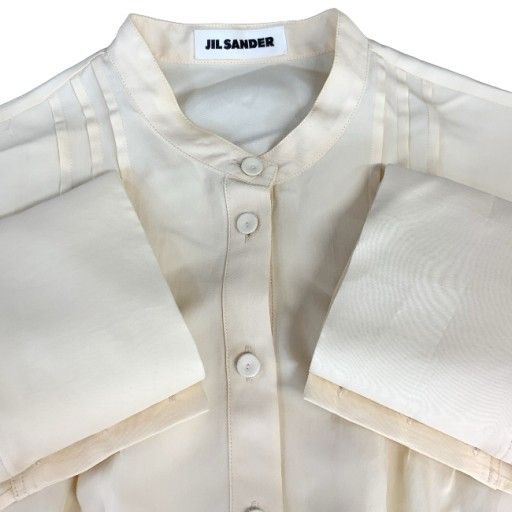 中古】 JIL SANDER ブラウス 長袖 トップス ノーカラー ウエストゴム