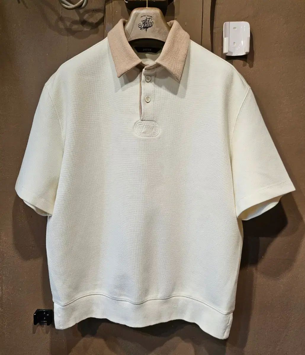 システムオム 半袖 カラ Tシャツ アイボリー