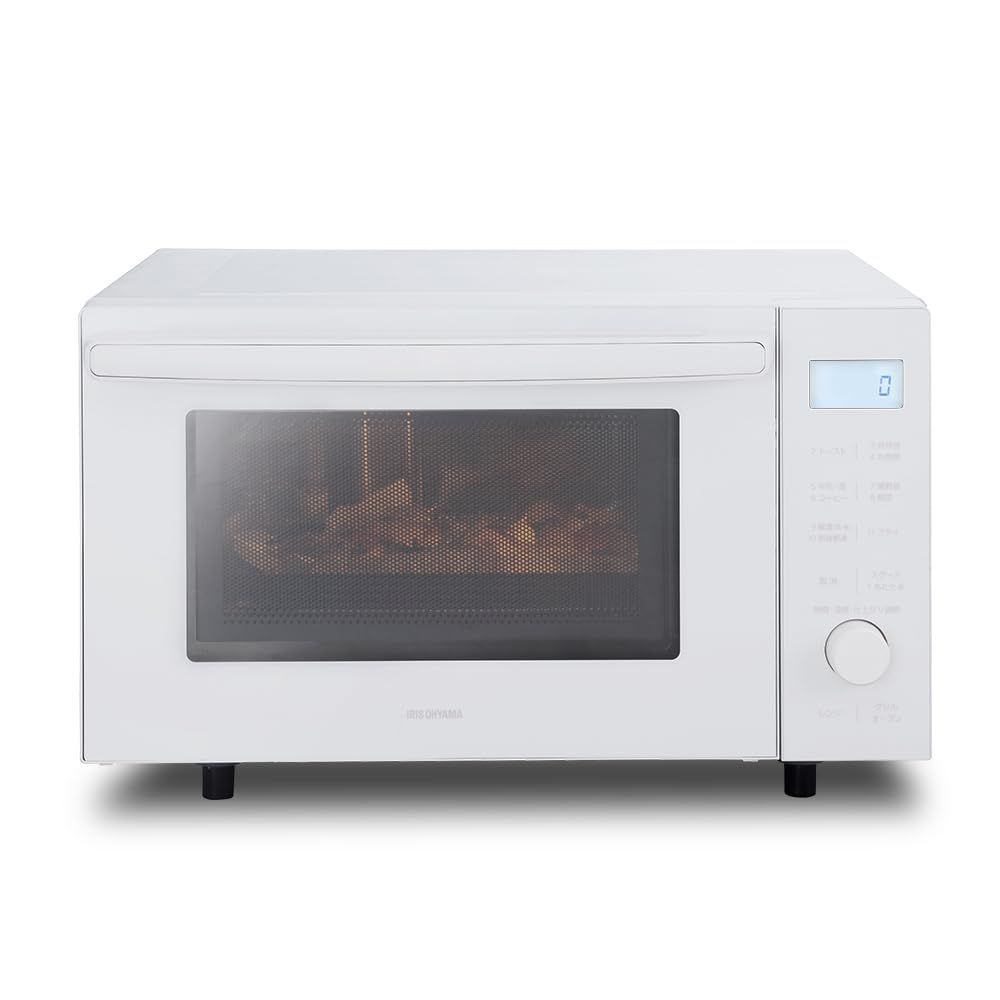 アイリスオーヤマ オーブンレンジ 18L フラットテーブル ヘルツフリー 全国対応 レンジ~600W オーブン~200℃ 自動メニュー11種 トースト 1年 ホワイト MO-F1809Ju
