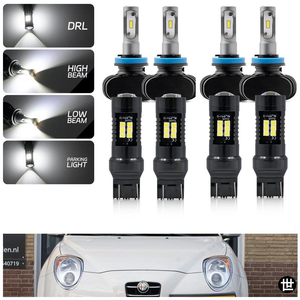 アルファロメオ ミト 955 2009-2024 用 LED ヘッドライトバルブ キット ブライトホワイト ロービームハイビームフォグランプデイタイムラン 6,546円