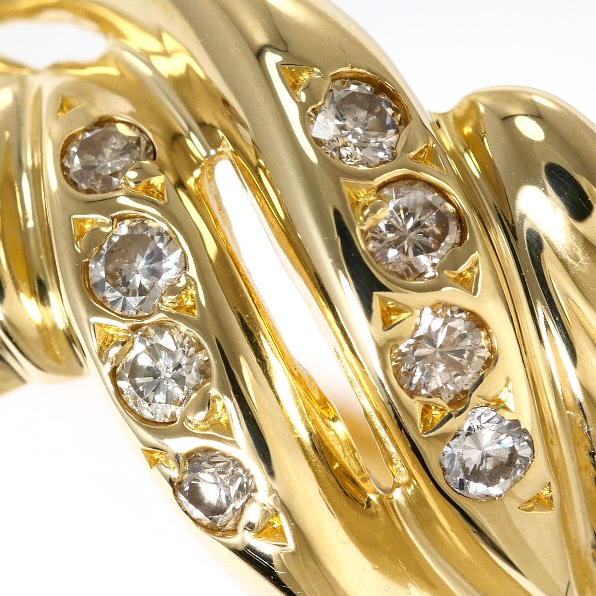 K18YG リング・指輪 12号 ダイヤモンド 0.12ct 鑑別書 総重量約3.3g
