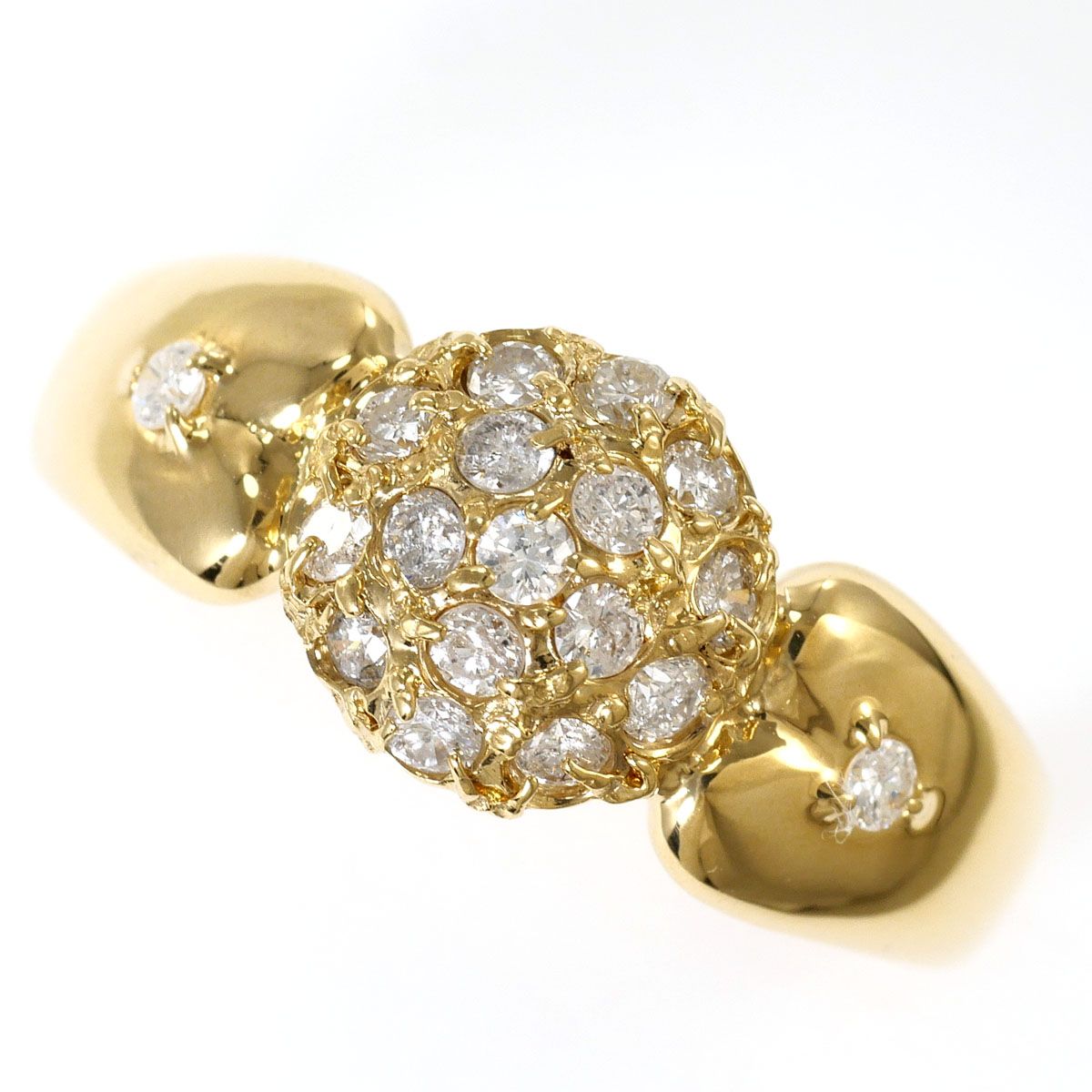 K18YG リング・指輪 9号 ダイヤモンド 0.30ct 鑑別書 総重量約3.0g