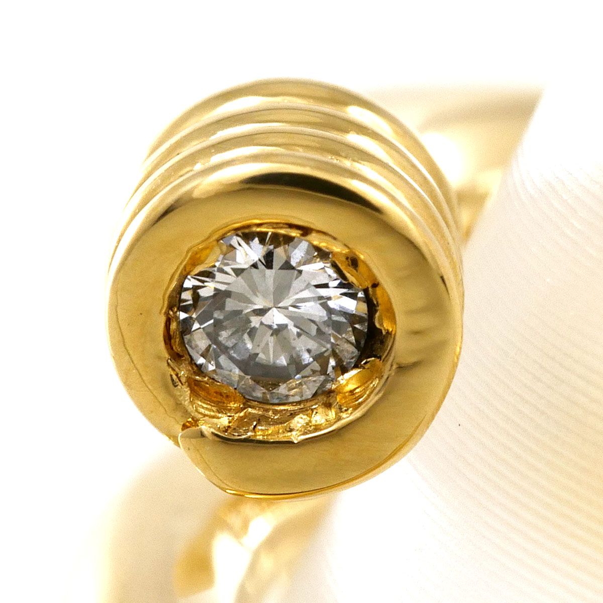 K18YG リング・指輪 13号 ダイヤモンド 0.06ct 鑑別書 総重量約9.5g