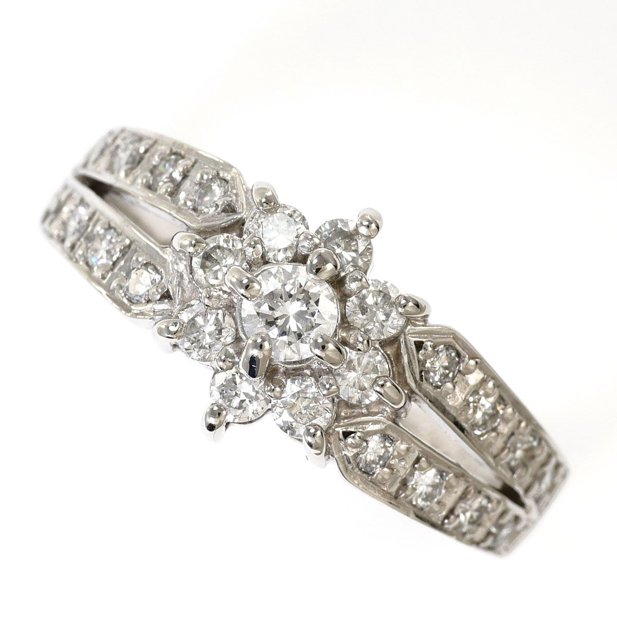 K18WG リング・指輪 11号 ダイヤモンド 0.09ct 0.43ct 鑑別書 総重量約4.5g