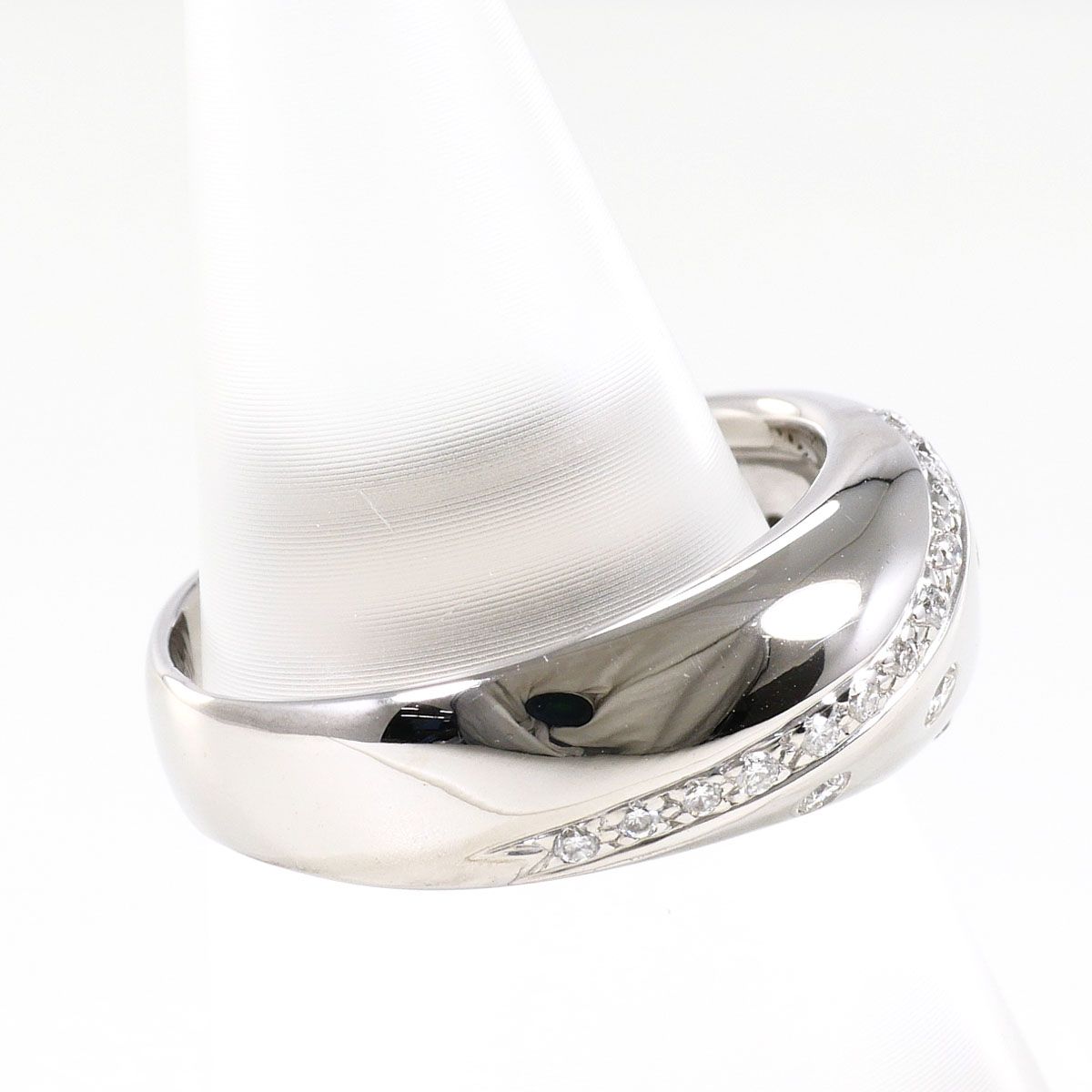 K18WG リング・指輪 13号 ダイヤモンド 0.29ct 鑑別書 総重量約7.2g