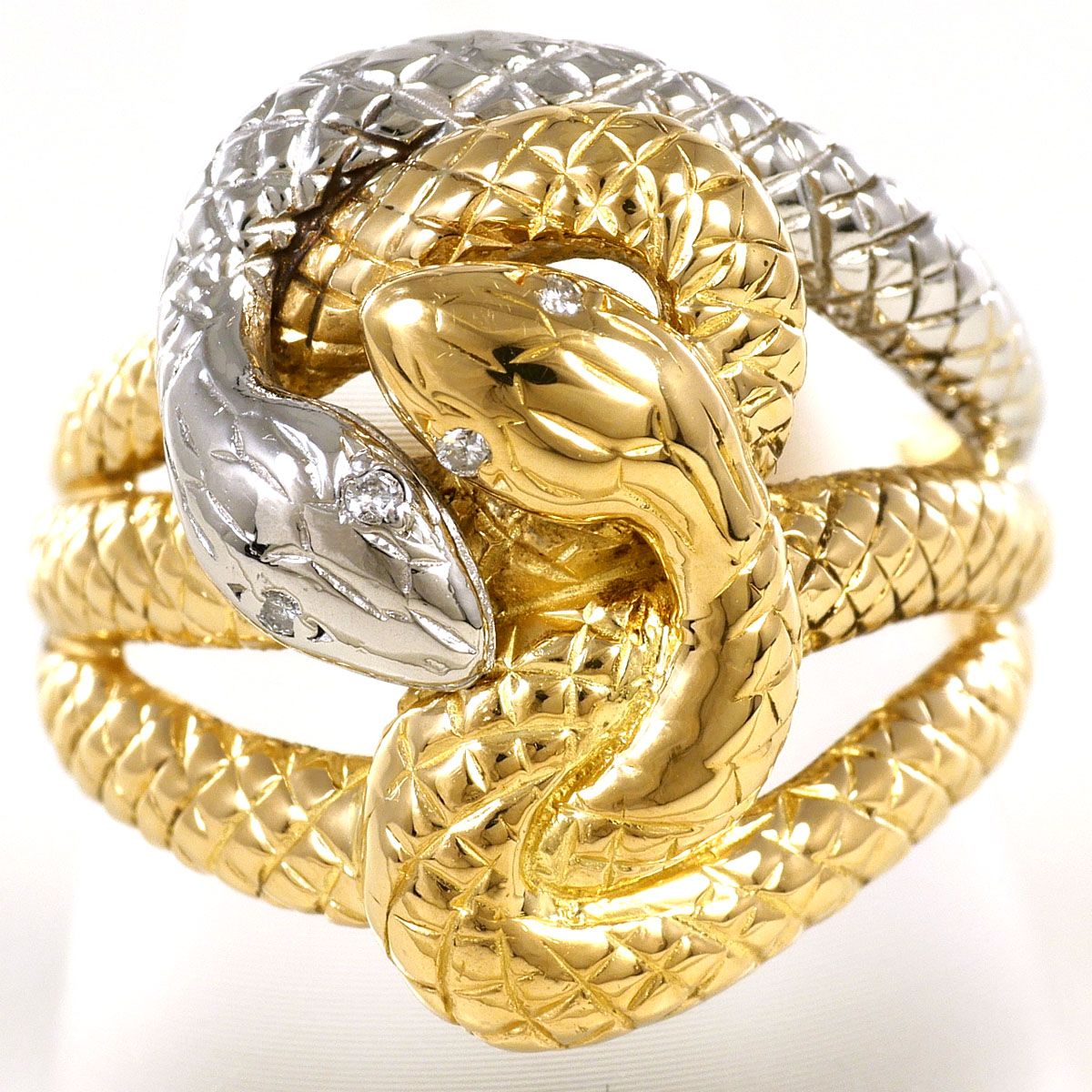 ★PT900/K18リング　D1.12Ct　MD0.51ct　8.8g鑑別書付き PT900/プラチナ K18YG リング・指輪 17号 ダイヤモンド 鑑別書 総重量