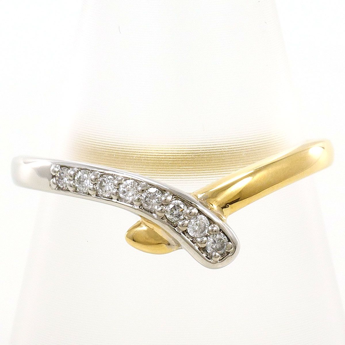 PT950/プラチナ K18YG リング・指輪 12号 ダイヤモンド 0.08ct 総重量約2.5g