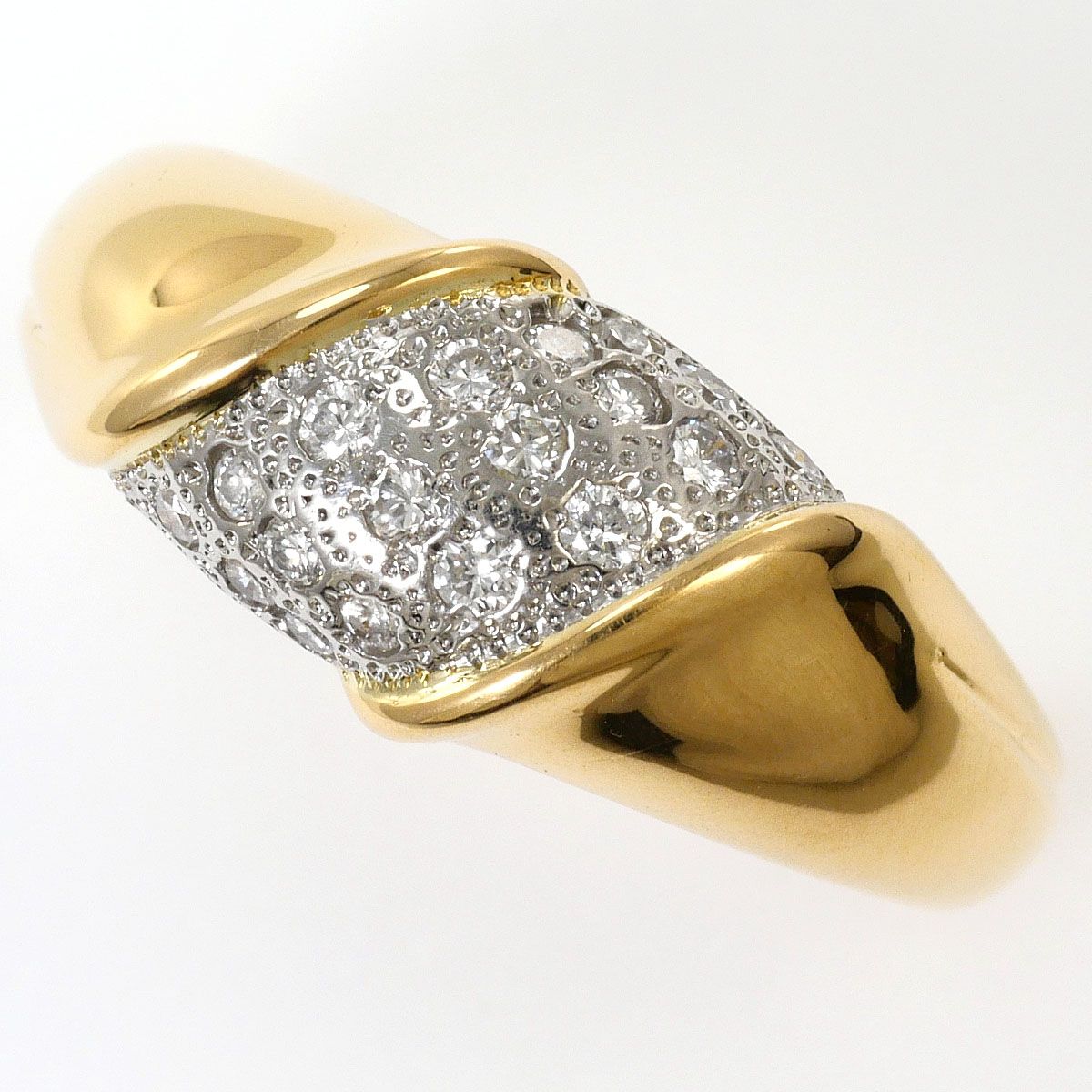 PT900/プラチナ K18YG リング・指輪 11.5号 ダイヤモンド 0.18ct 総重量約3.4g