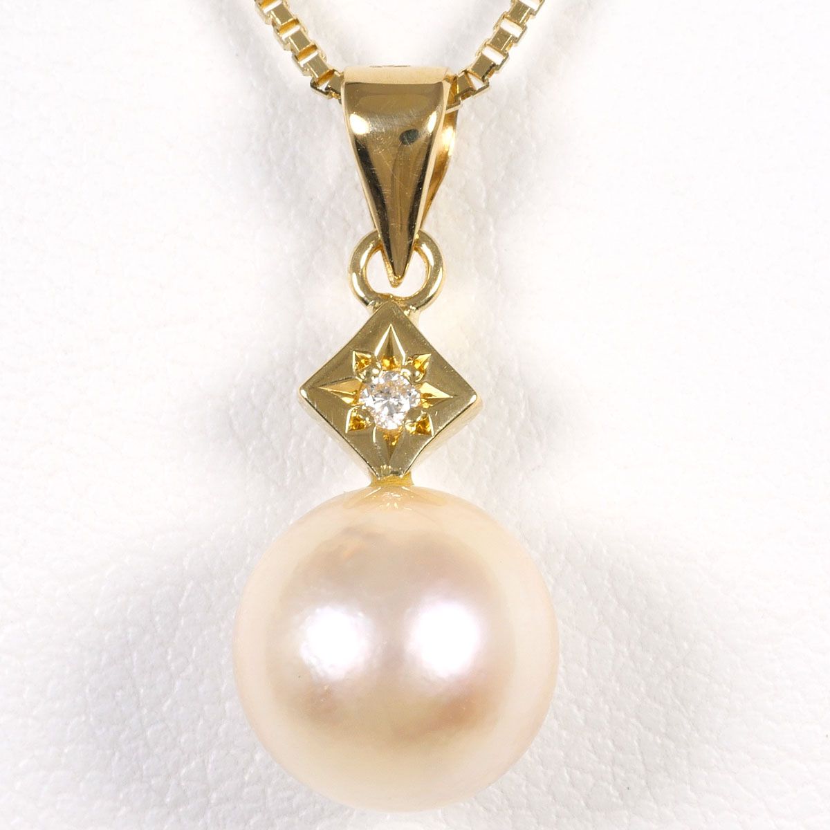 K18YG ネックレス パール（真珠） ダイヤモンド 0.02ct 総重量約3.7g 約45cm