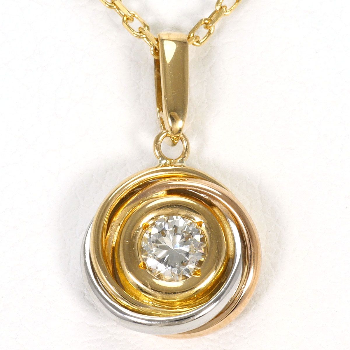 PT900/プラチナ K18YGPG ネックレス ダイヤモンド 0.15ct 総重量約2.8g 約38cm