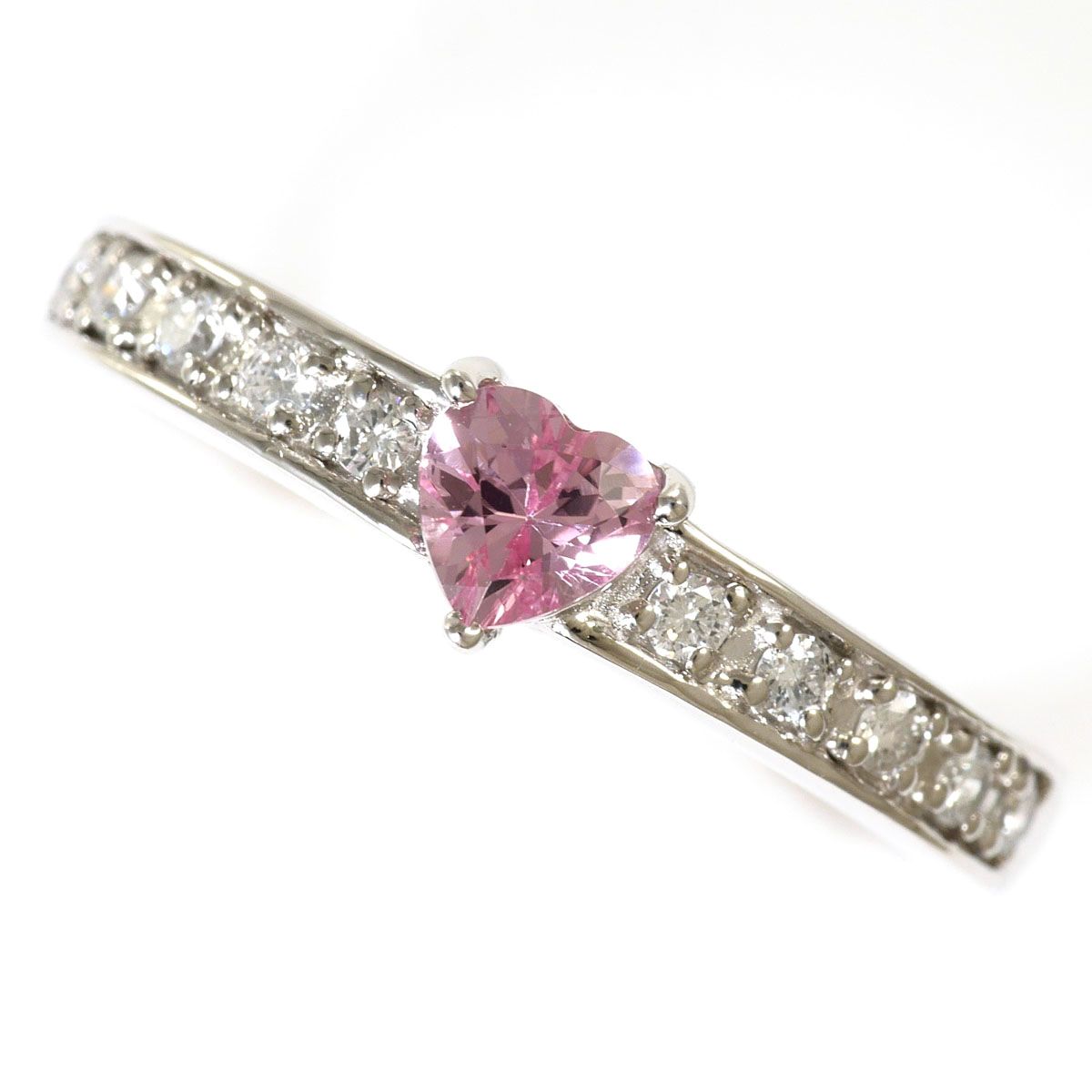 PT900/プラチナ リング・指輪 10.5号 パパラチャサファイア 0.312ct ダイヤモンド 0.12ct 鑑別書 総重量約4.3g