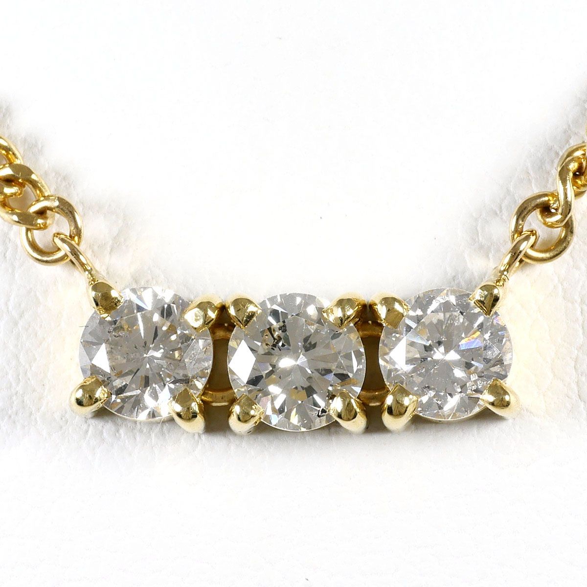 K18YG ネックレス ダイヤモンド 1.06ct 鑑別書 総重量約7.0g 約44cm