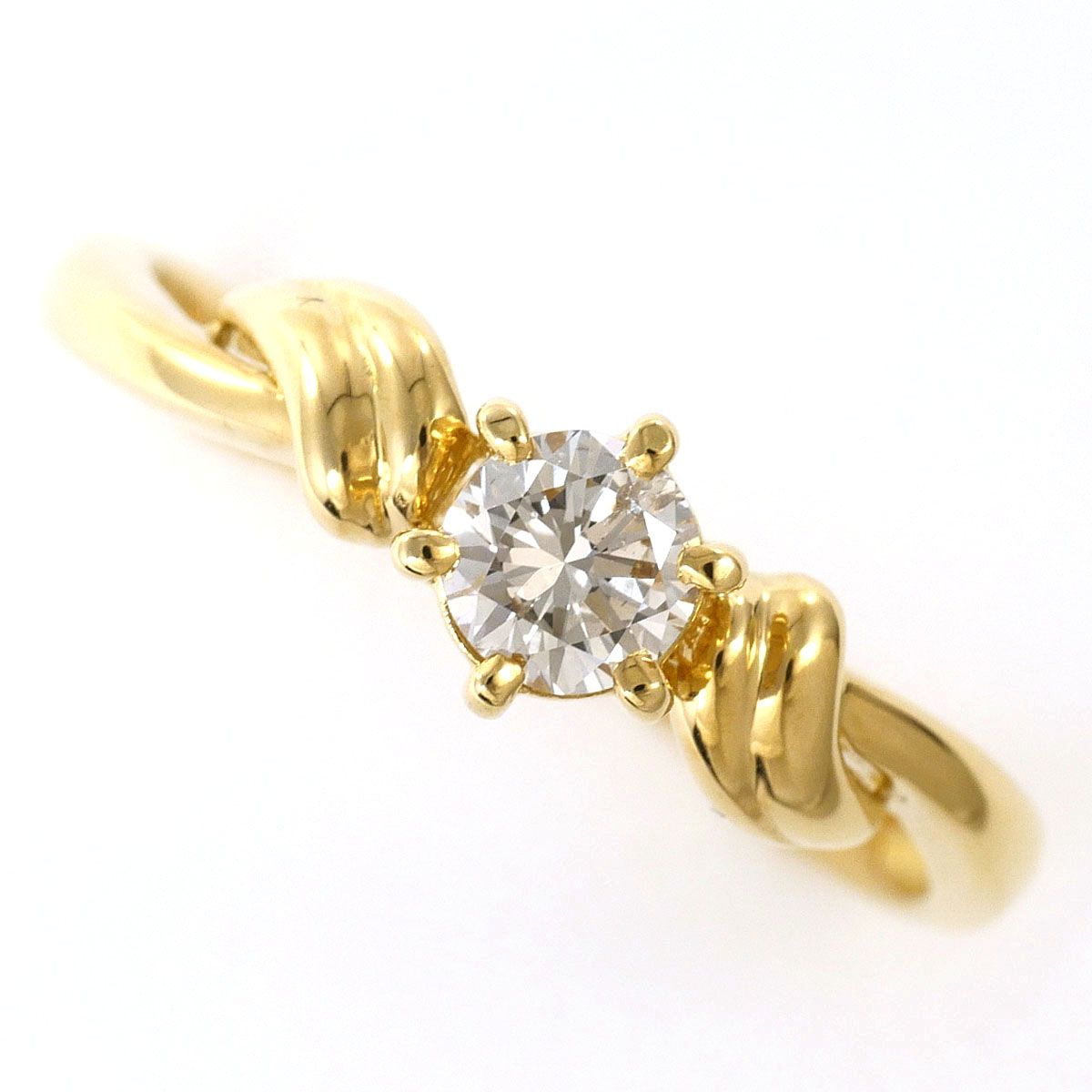 K18YG リング・指輪 9号 ダイヤモンド 0.24ct 鑑別書 総重量約1.8g