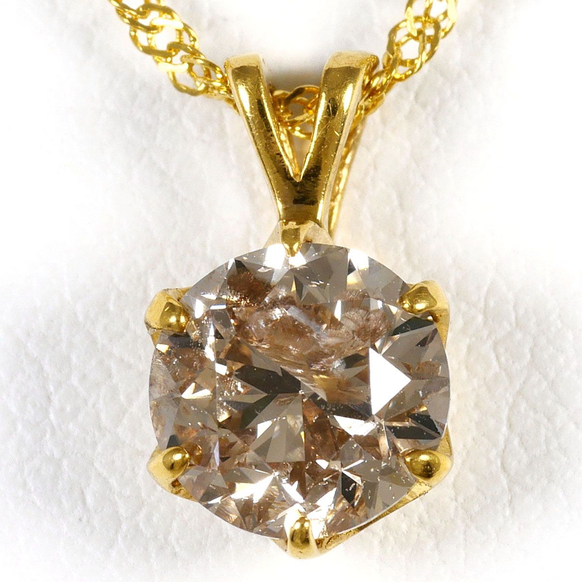 K24YG ネックレス ブラウンダイヤモンド 1.2ct 鑑別書 総重量約2.3g 約42cm