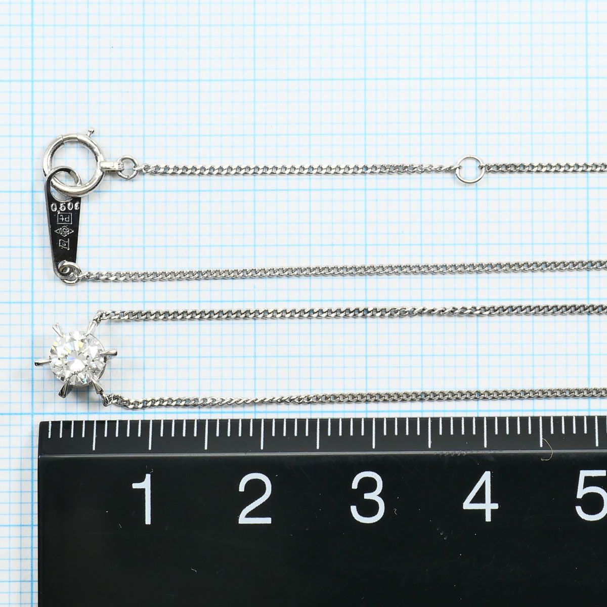 PT850/プラチナ ネックレス ダイヤモンド 0.506ct I1 鑑定書 総重量約