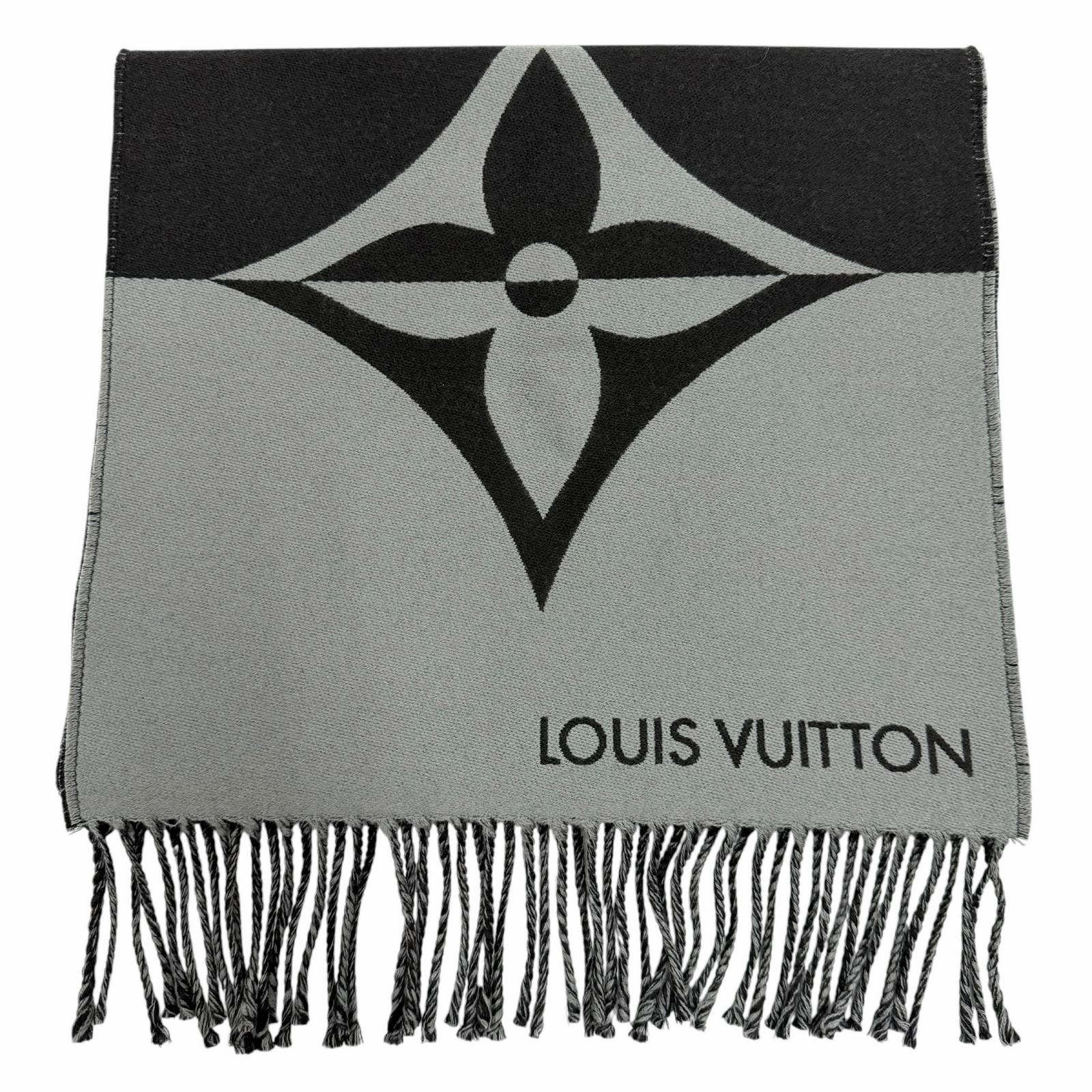極美品▼LOUIS VUITTON ルイヴィトン 2025年製 M79097 マフラー グラフィック デュアル カシミヤ混 ノワール 現行品 正規品 定価104500円