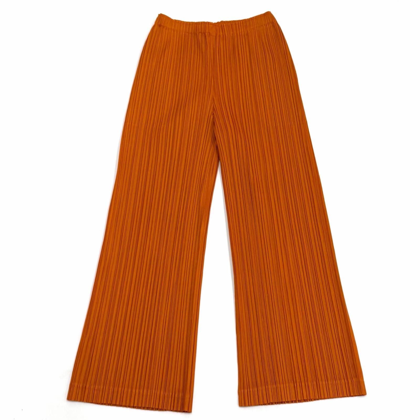 極美品★PLEATS PLEASE プリーツプリーズ イッセイミヤケ 25SS PP51JF383 THICKER BOTTOMS 2 パンツ オレンジ 3 日本製 正規品