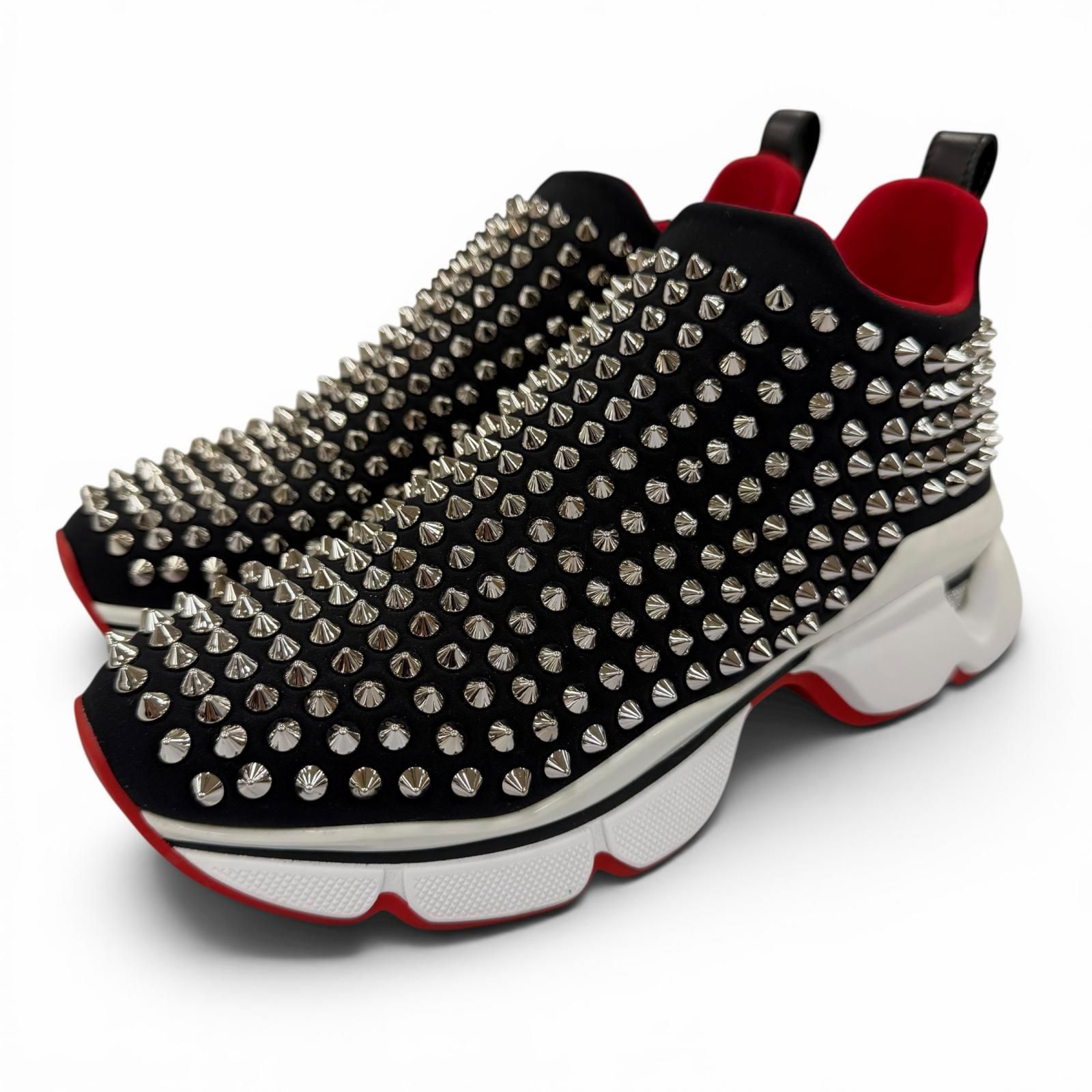 極美品☆Christian Louboutin クリスチャンルブタン 1190555 Spike Sock ネオプレン スパイク スタッズ ソックススニーカー ブラック 36