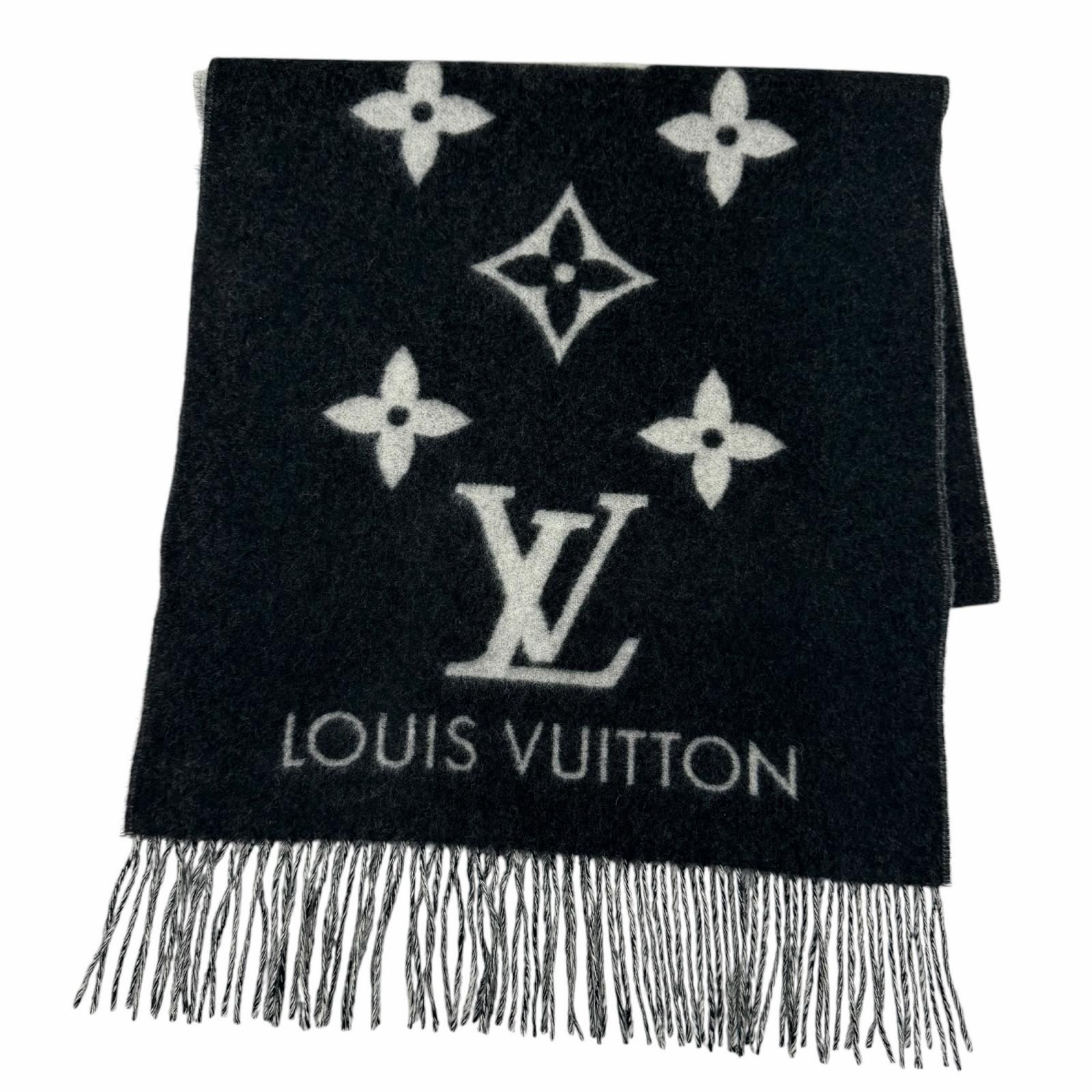 極美品☆LOUIS VUITTON ルイヴィトン 2026年製 M71040 マフラー・レイキャビク S00 カシミヤ100％ ノアール モノグラム 170×45cm 正規品