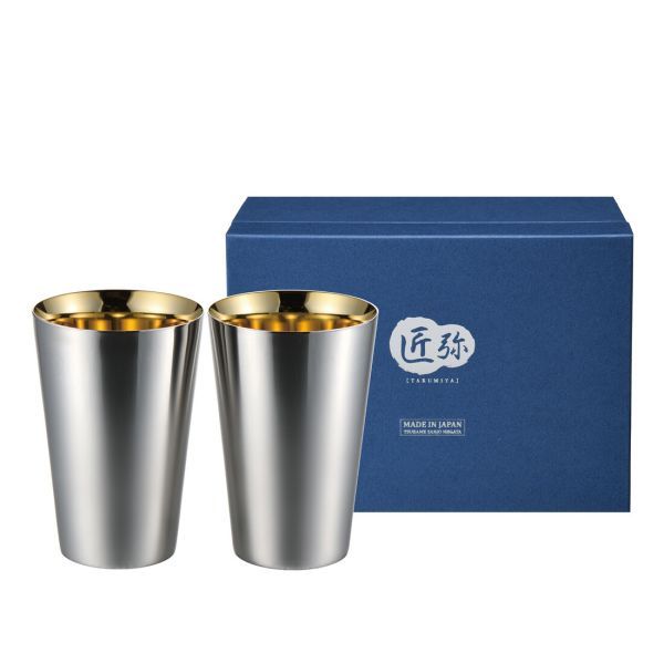 匠弥 ステンレスタンブラー 390ml 2pcs (内面金メッキ) TY-100 [日本製]