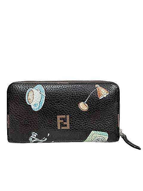 【中古】FENDI　フェンディ　長財布　ブラウン　クオイオローマ ペブルドレザー　ラウンドファスナー＿S17＿セルモアから出品＿s-0232-r17
