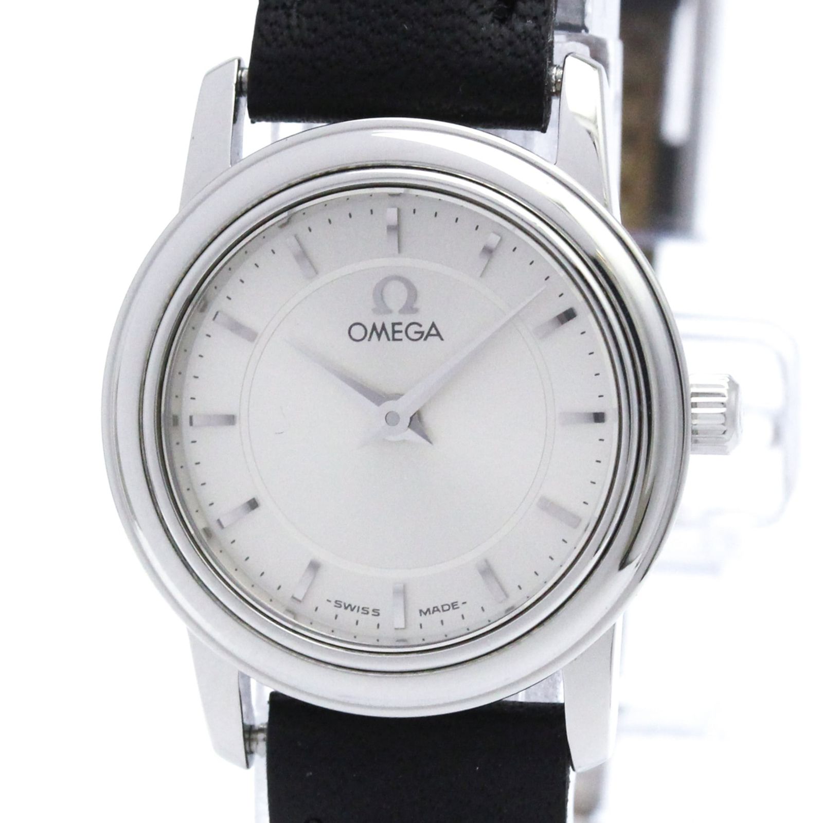 オメガ デビル プレステージ シルバー レザー クオーツ レディース 時計 稼働 オメガ (OMEGA) デビル プレステージ ステンレススチール レザー