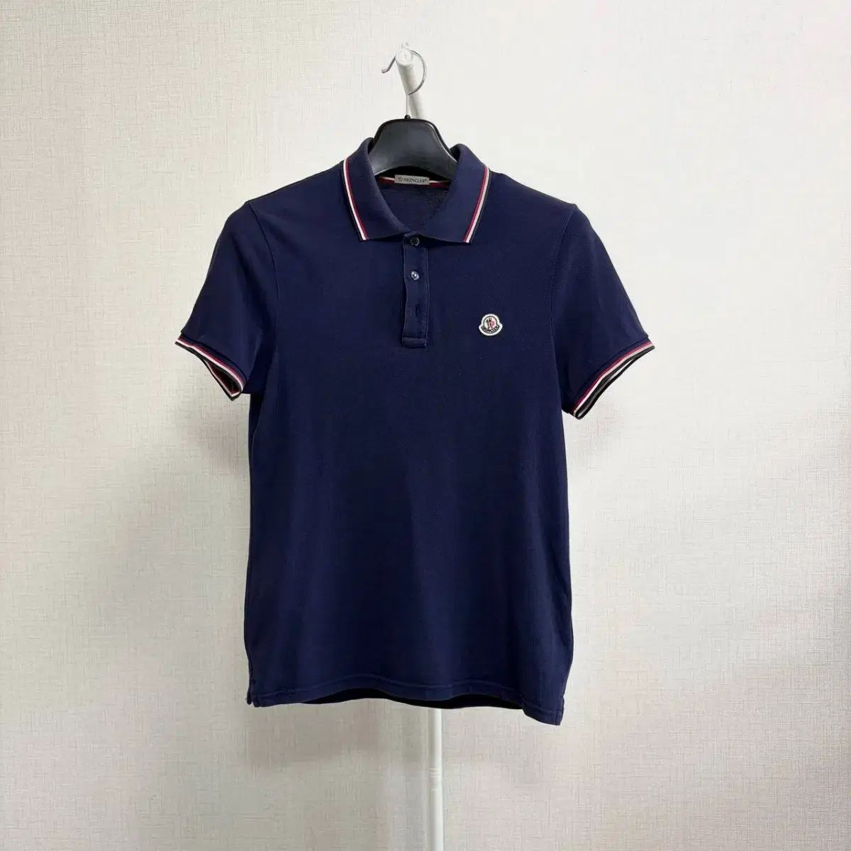 正規品/S MONCLER モンクレール ワッペン カラーTシャツ ネイビー