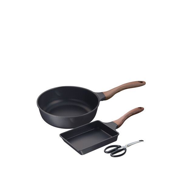 エヌトーン IH対応 玉子焼＆深型両口フライパン 24cm キッチンバサミ付 MB-1460