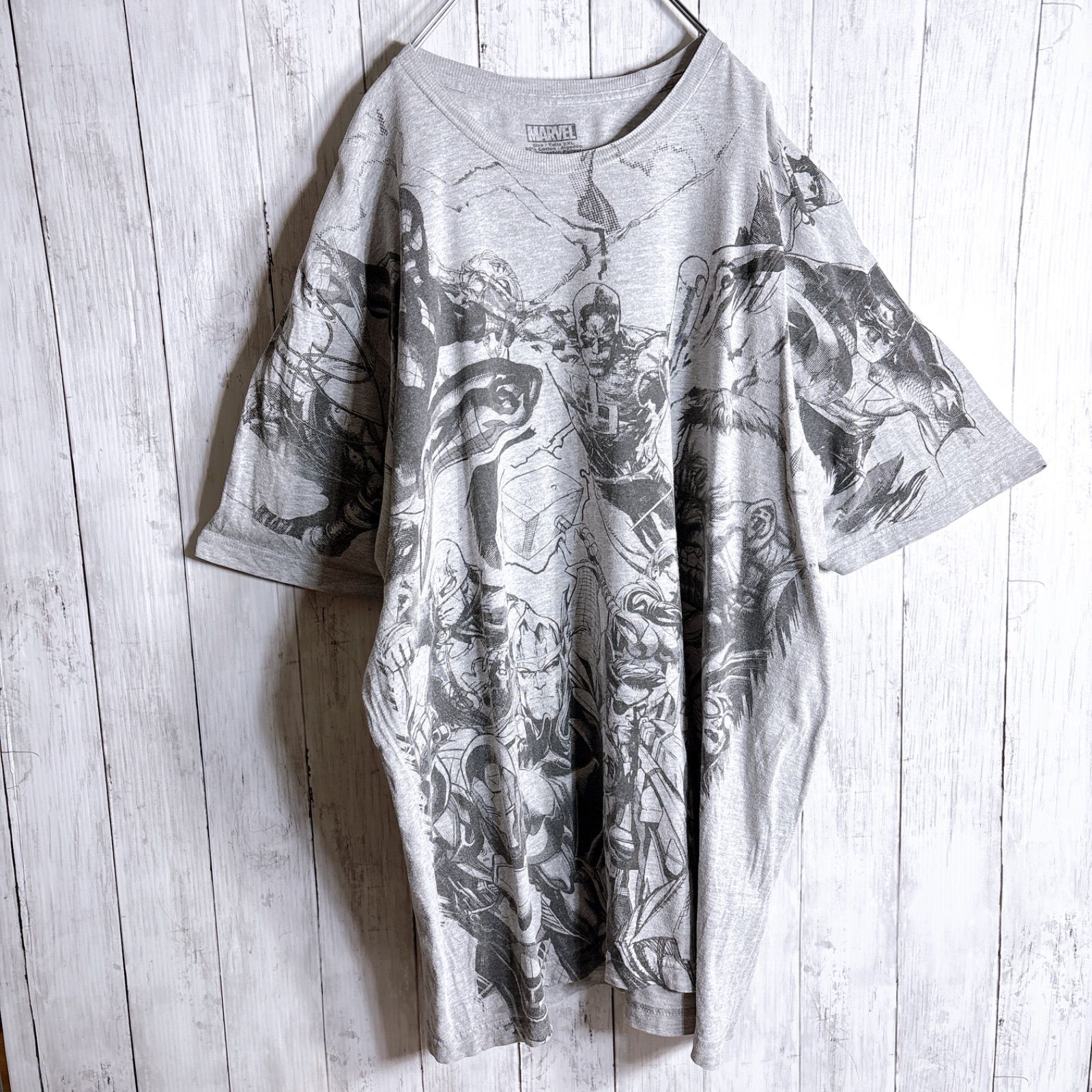 人気キャラクター】00s MARVEL T-shirt マーベル グレー オール 