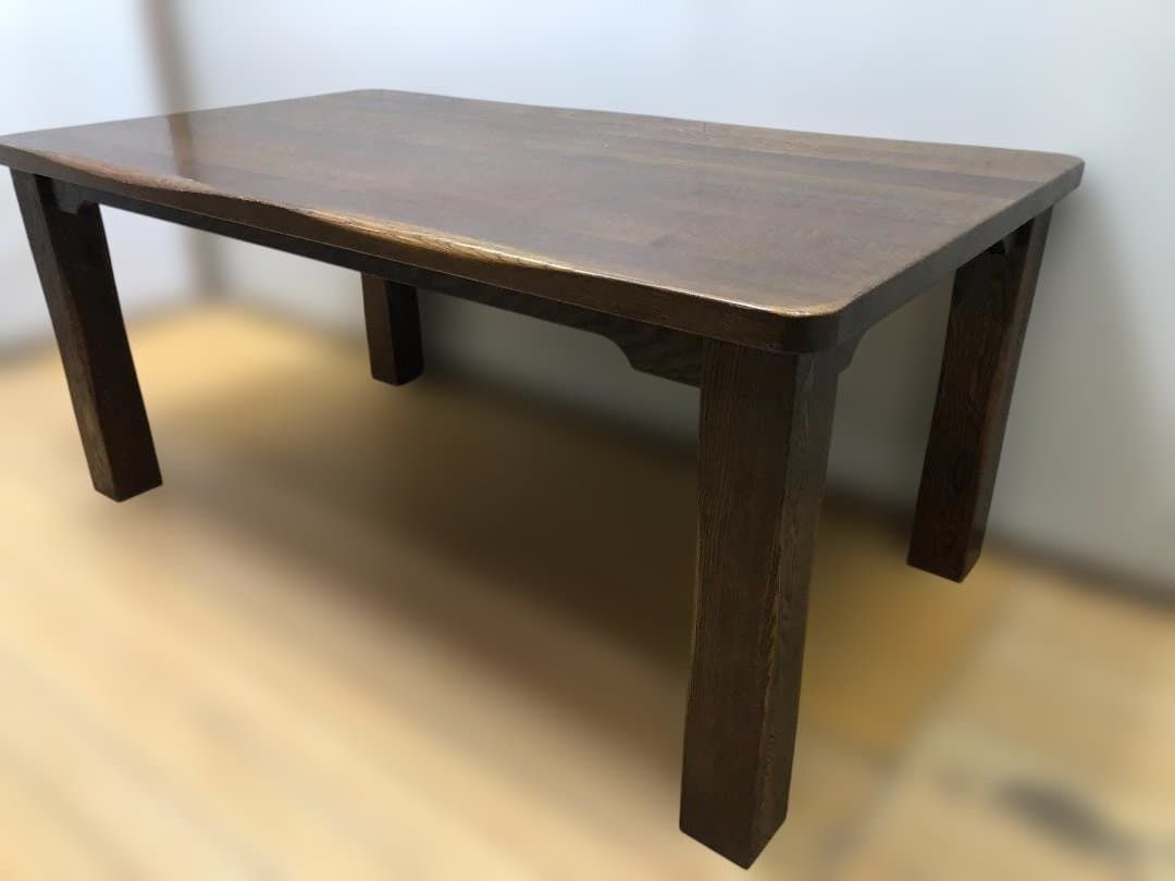 無垢材 大型テーブル 昭和期 Solid Furnitureタグ痕あり ダイニングテーブル 作業台 古家具 251215-4