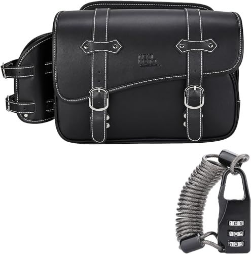 KEMIMOTO バイク サイドバッグ 10L 盗難防止ダイヤルロック付き バイク用 サドルバッグ レブル250 サイドバッグ汎用 防撥水 ドリンクホルダー付属 金具防錆 小物収納 ブラック KM802as 9bf00e0c