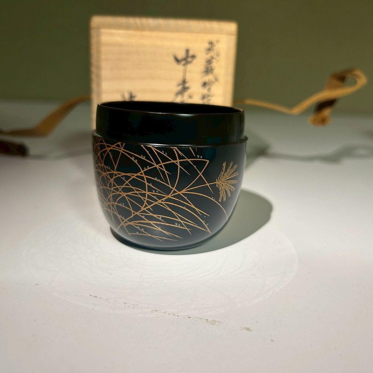 中村宗悦 武蔵野蒔絵 中棗 共箱付 茶道具 漆器 棗 なつめ 茶器 蒔絵
