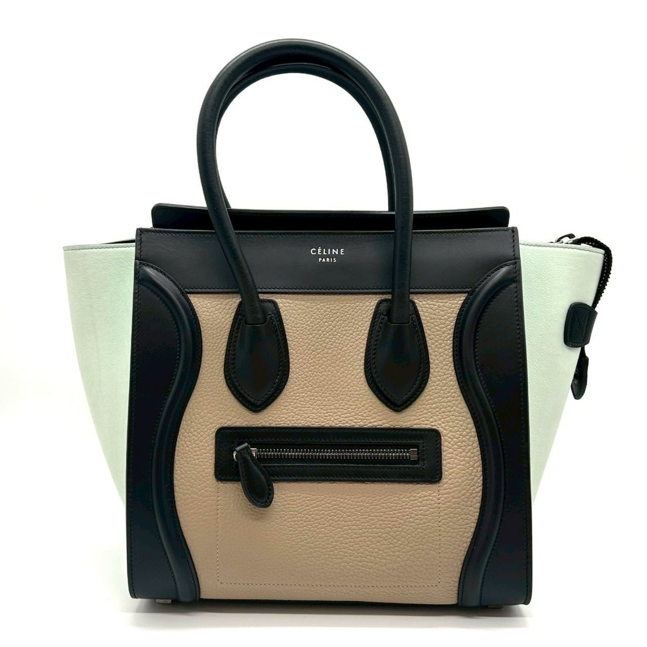 CELINE セリーヌ ラゲージ マイクロ ショッパー トートバッグ レザー ブラック ベージュ ミントグリーン ハンドバッグ トリコロール レディース 鞄 ギフト プレゼント