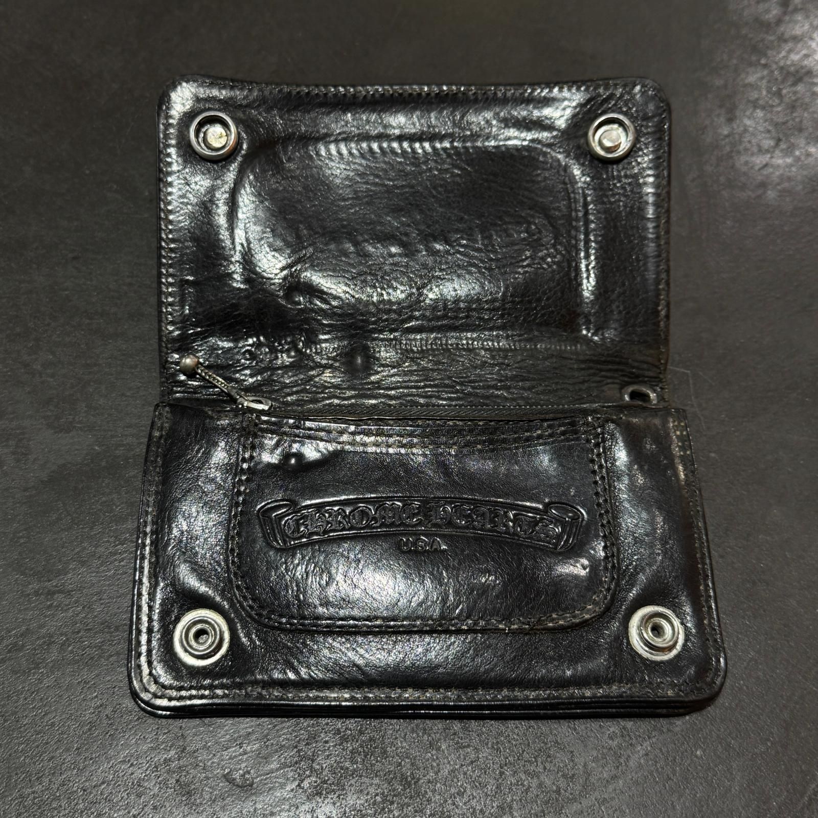 クロムハーツ 1ジップ 1zip ハートモチーフ 美品 CHROME HEARTS 1 ZIP HEART 1ジップ ハートボタン レザーウォレット