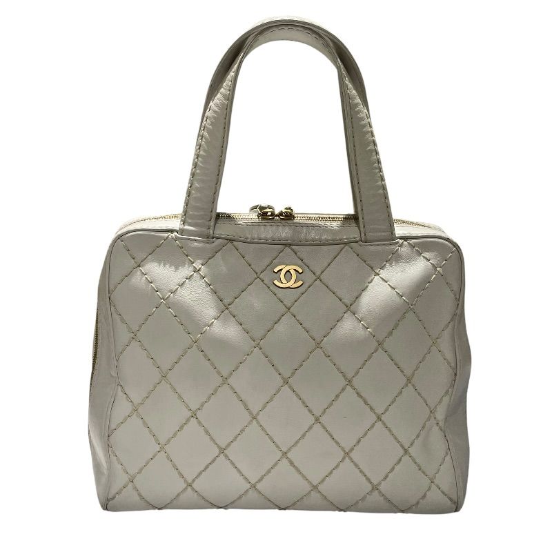 シャネル CHANEL ワイルドステッチ ハンドバッグ ホワイト ラムスキン レディース ハンドバッグ