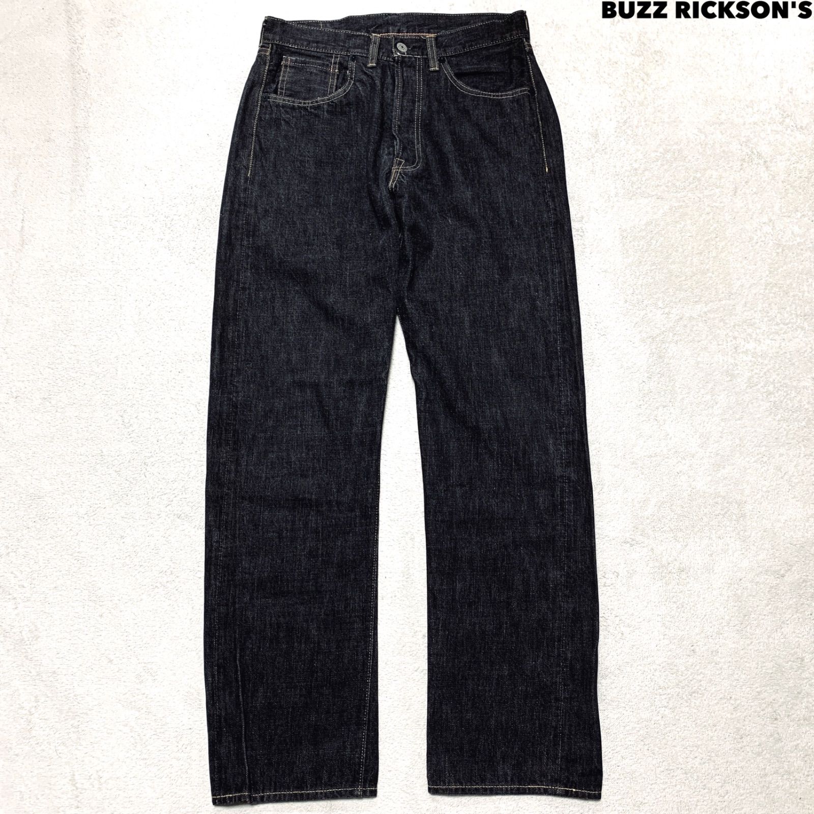 BUZZ RICKSON'S USA製 アメリカ製 WORLD WAR II Black Denim Lot 019 デニムパンツ ジーパン ジーンズ 大戦モデル セルビッチ ボタンフライ W30 × L35 ブラック 黒 バズリクソンズ