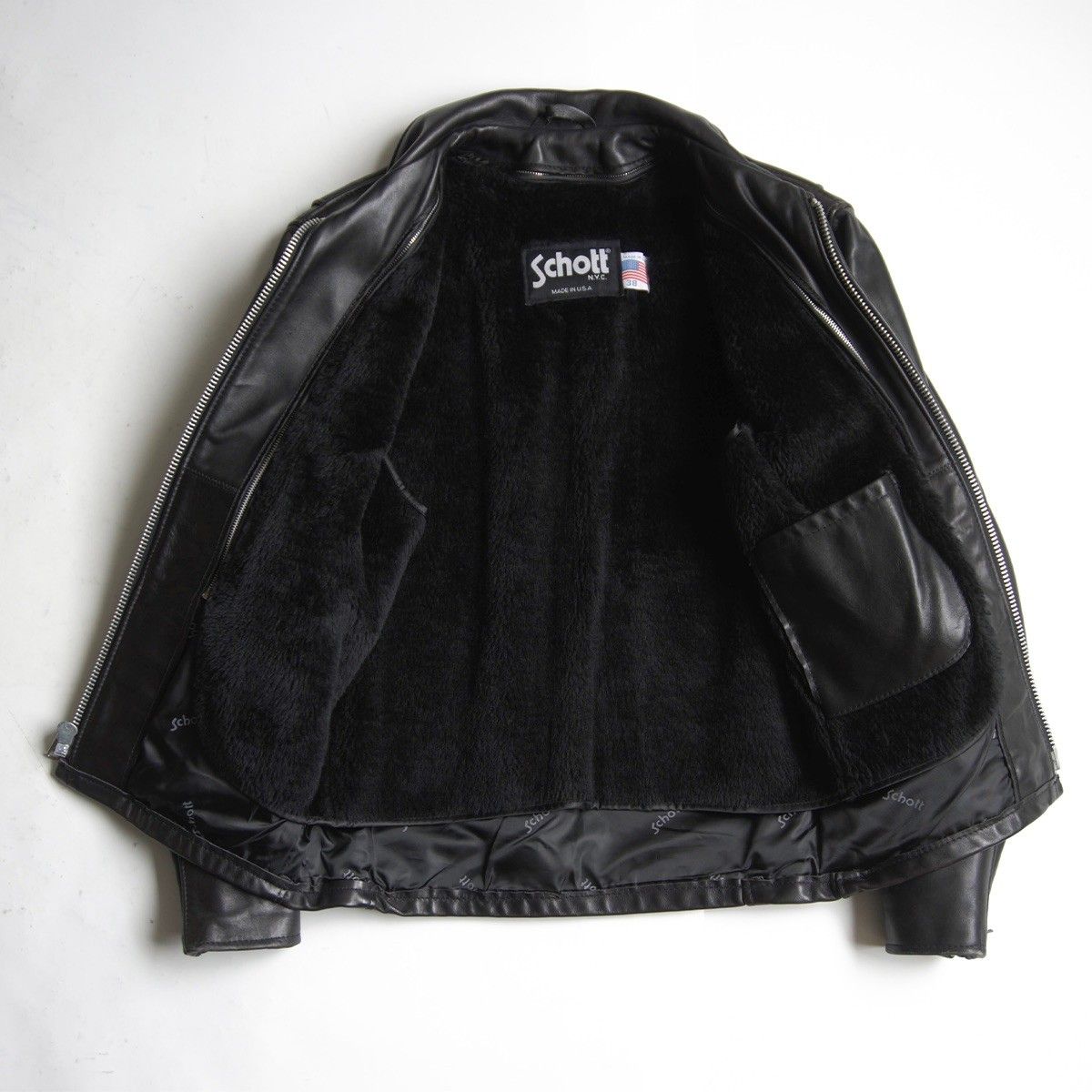 美品】SCHOTT【152/シングルライダースジャケット】38 襟 レザー