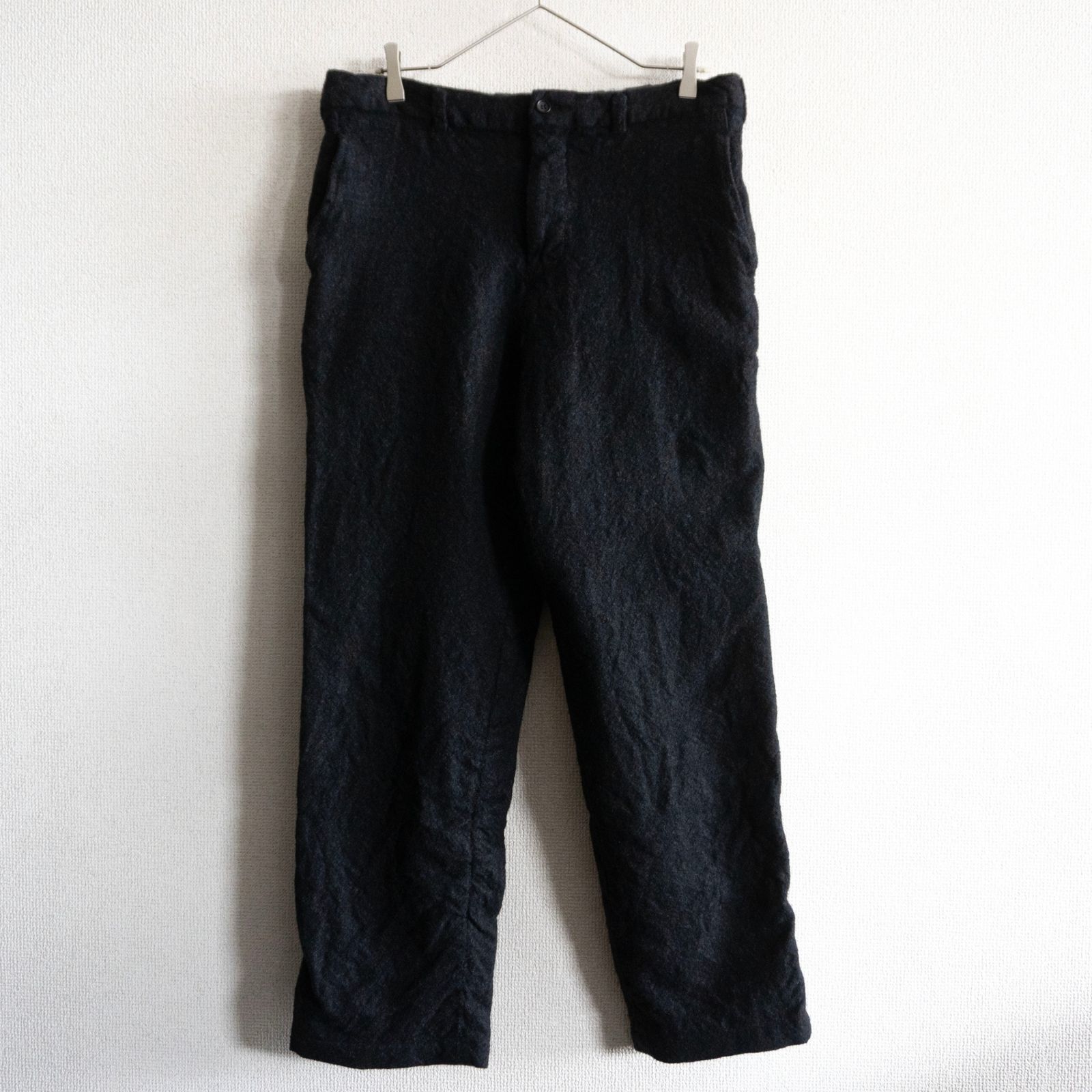 【AD2004/アーカイブ】COMME des GARCONS HOMME【00s ウール 縮絨 スラックスパンツ】M ブラック コムデギャルソンオム s2606088