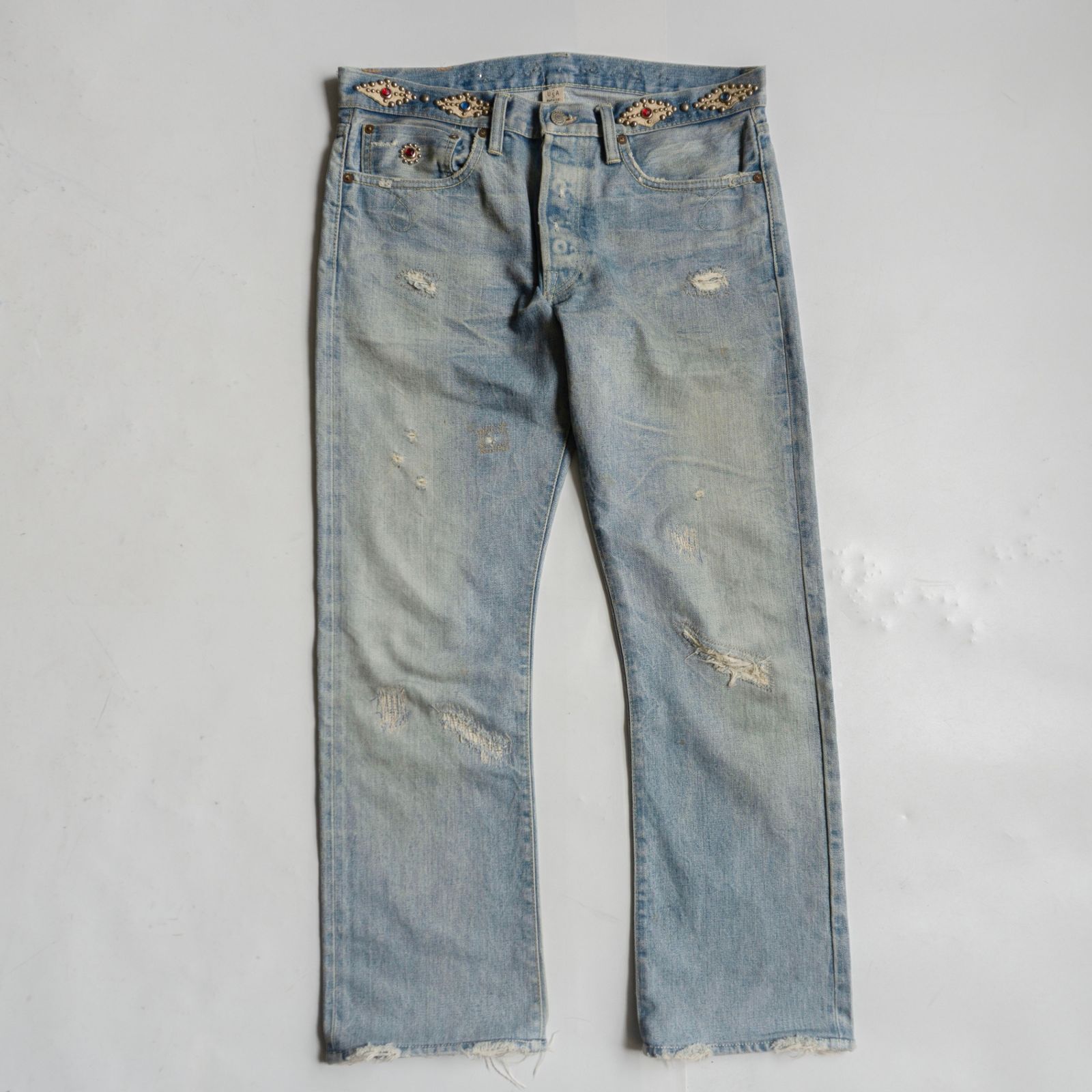 希少】RRL【スタッズ デニムパンツ】32×32 アメリカ製 ダブルアール