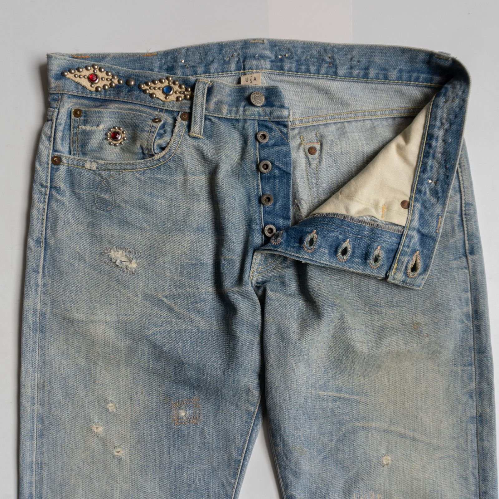希少】RRL【スタッズ デニムパンツ】32×32 アメリカ製 ダブルアール