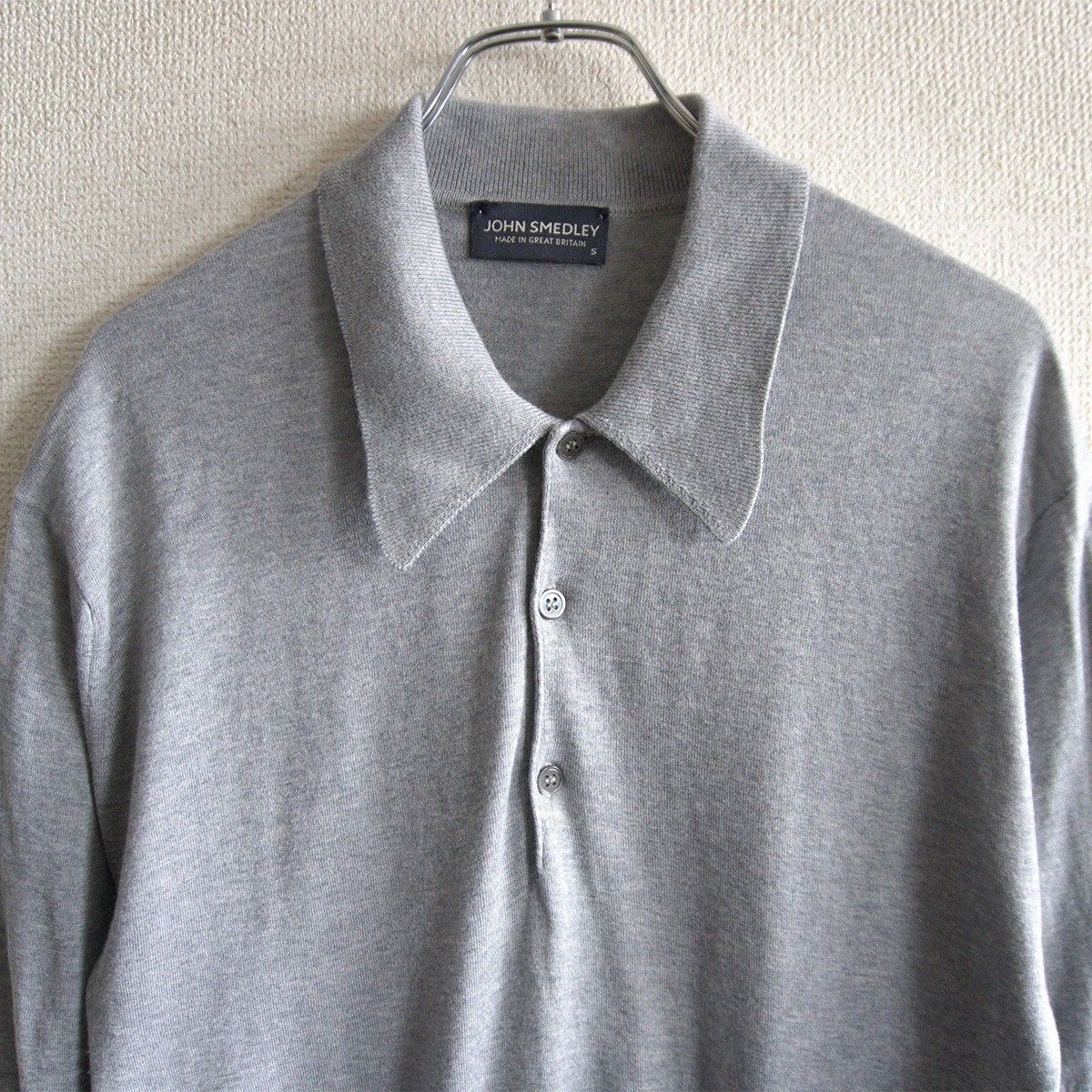 JOHN SMEDLEYジョンスメドレーのポロシャツ　Lサイズ　グレー　送料無料 美品】 JOHN SMEDLEY 【イギリス製 コットン ポロシャツ】 S ジョン