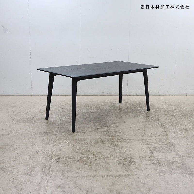 展示美品 朝日木材加工株式会社 ELEGANCE エレガンス ダイニングテーブル 160 BK 食卓テーブル ホワイトアッシュ材 ナチュラルモダン