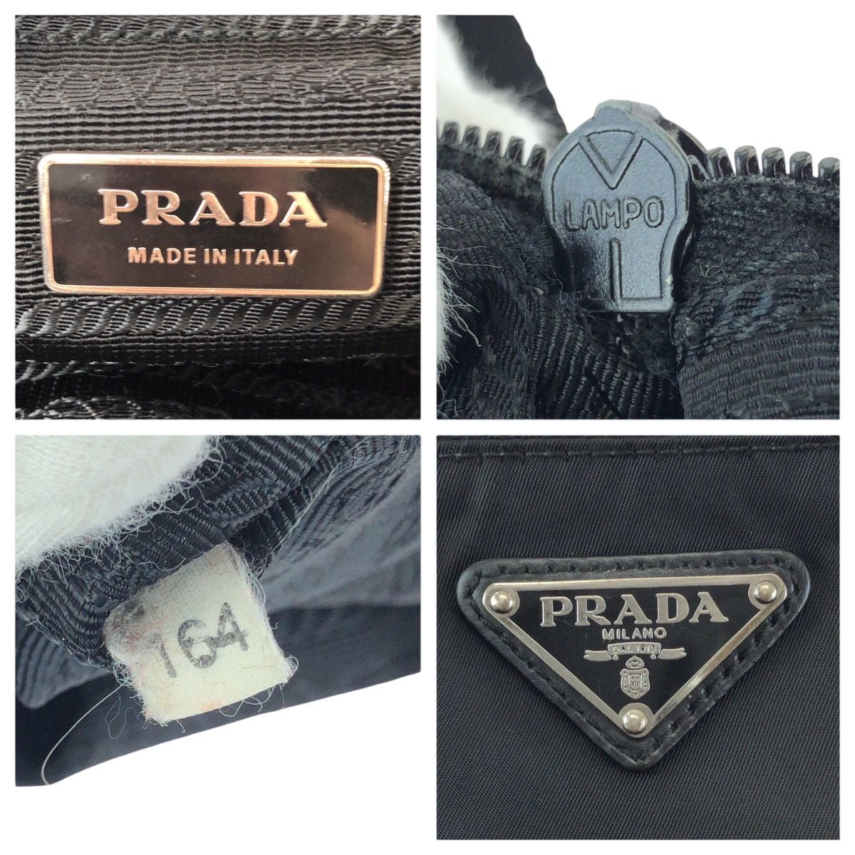 PRADA プラダ 三角ロゴ メッセンジャーバッグ テスートナイロン レザー 黒 PRADA プラダ テスート 三角ロゴプレート ブラック 黒 シルバー金具