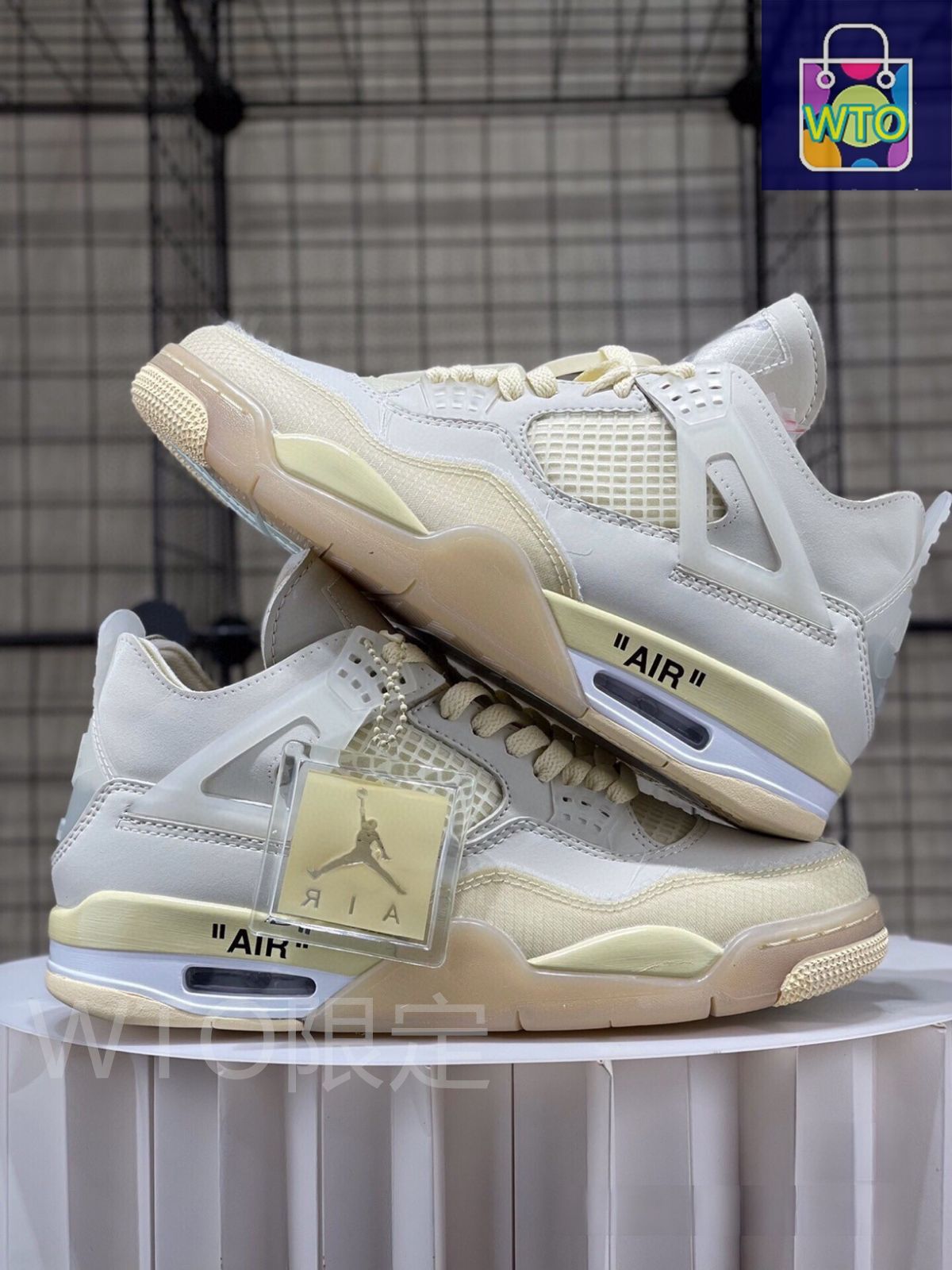 お値下げしました??即購入?? Off-white × Nike wMNS Air Jordan 4 retro “creamsail” 男女兼用-WTO輸入2-SJ59