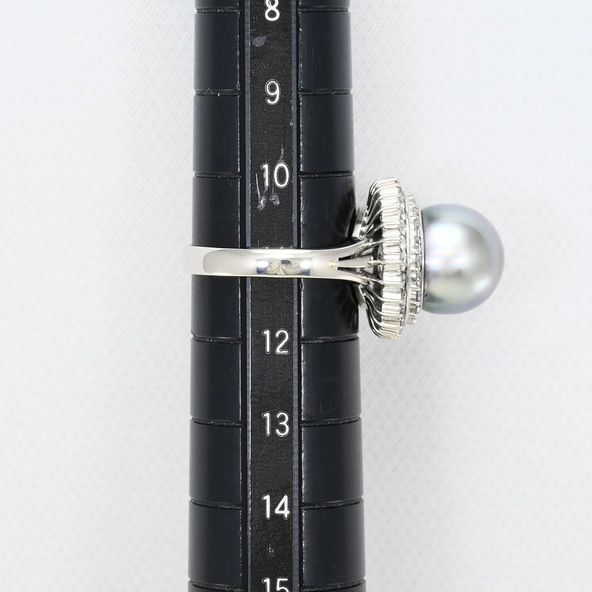 PT900/プラチナ リング・指輪 11号 黒蝶真珠 ダイヤモンド 0.70ct