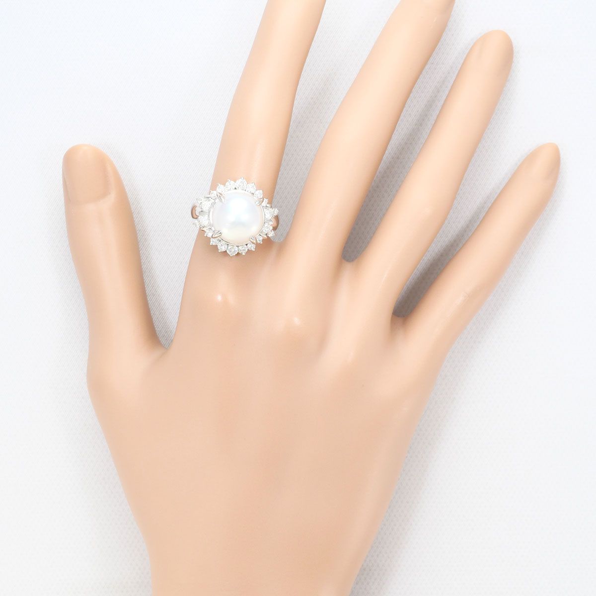 PT900/プラチナ リング・指輪 12号 南洋真珠 ダイヤモンド 0.76ct