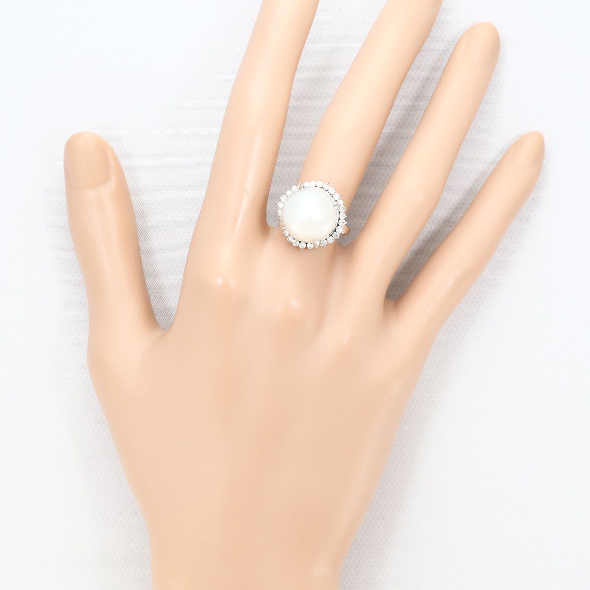 PT900/プラチナ リング・指輪 9号 南洋真珠 ダイヤモンド 0.56ct