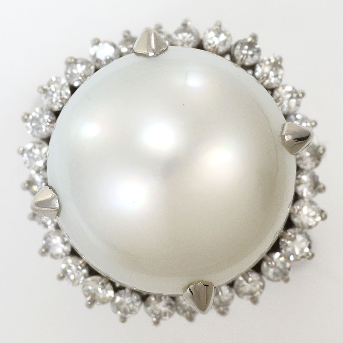 PT900/プラチナ リング・指輪 9号 南洋真珠 ダイヤモンド 0.56ct