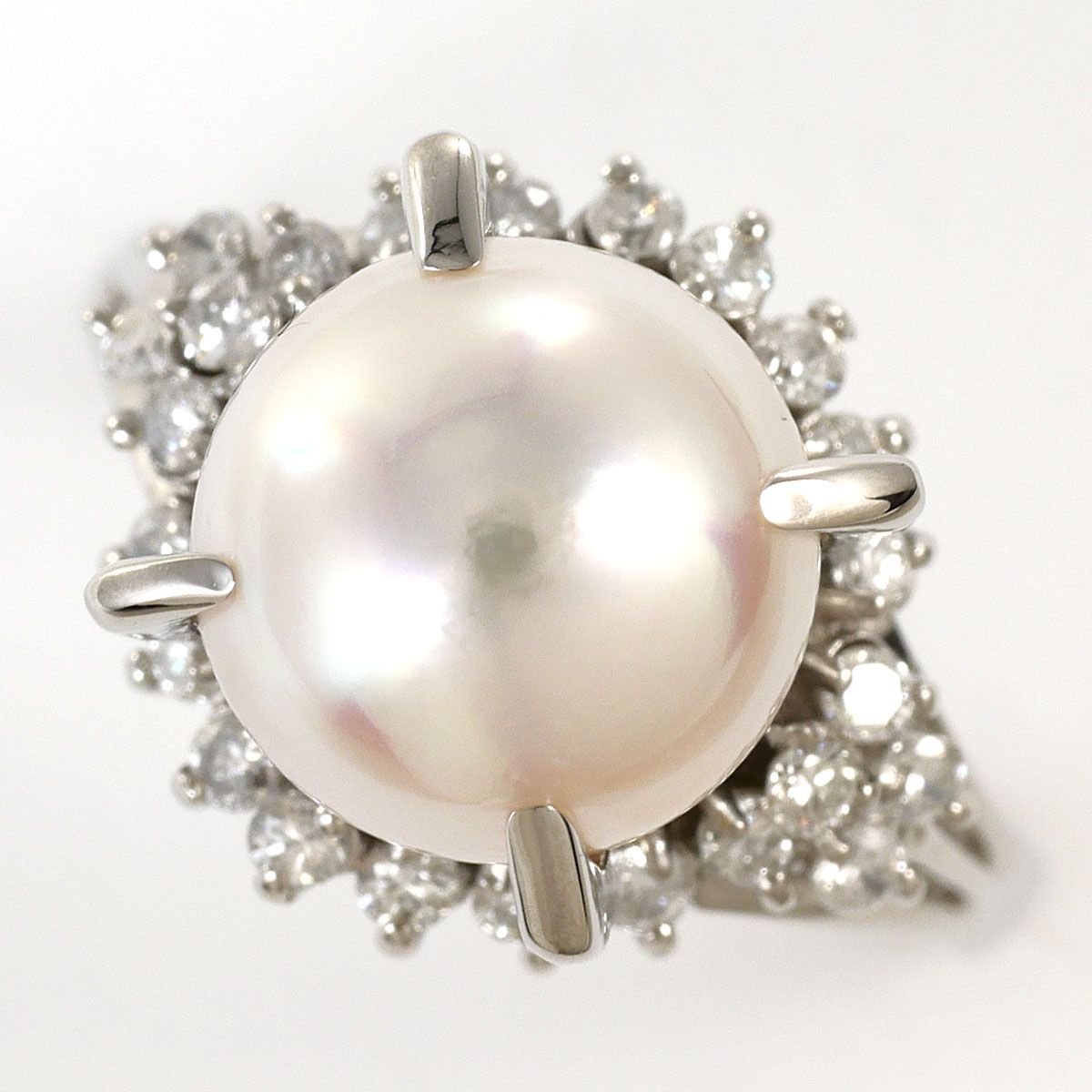 PT900/プラチナ リング・指輪 5.5号 アコヤ真珠 ダイヤモンド 0.24ct